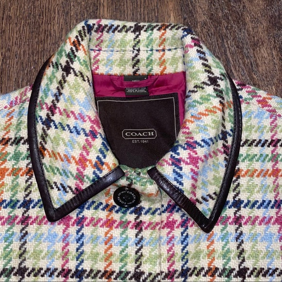 Coach Hampton Tattersall Houndstooth Wool Jacket Coat - Picture 4 of 7